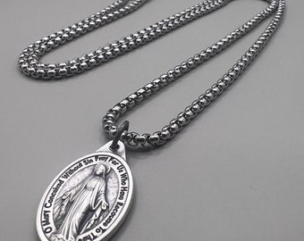 Eenvoudige elegante handgemaakt in Schotland zilveren katholieke medaille ketting wonderbaarlijke medaille Maagd Maria Santa Maria Hope