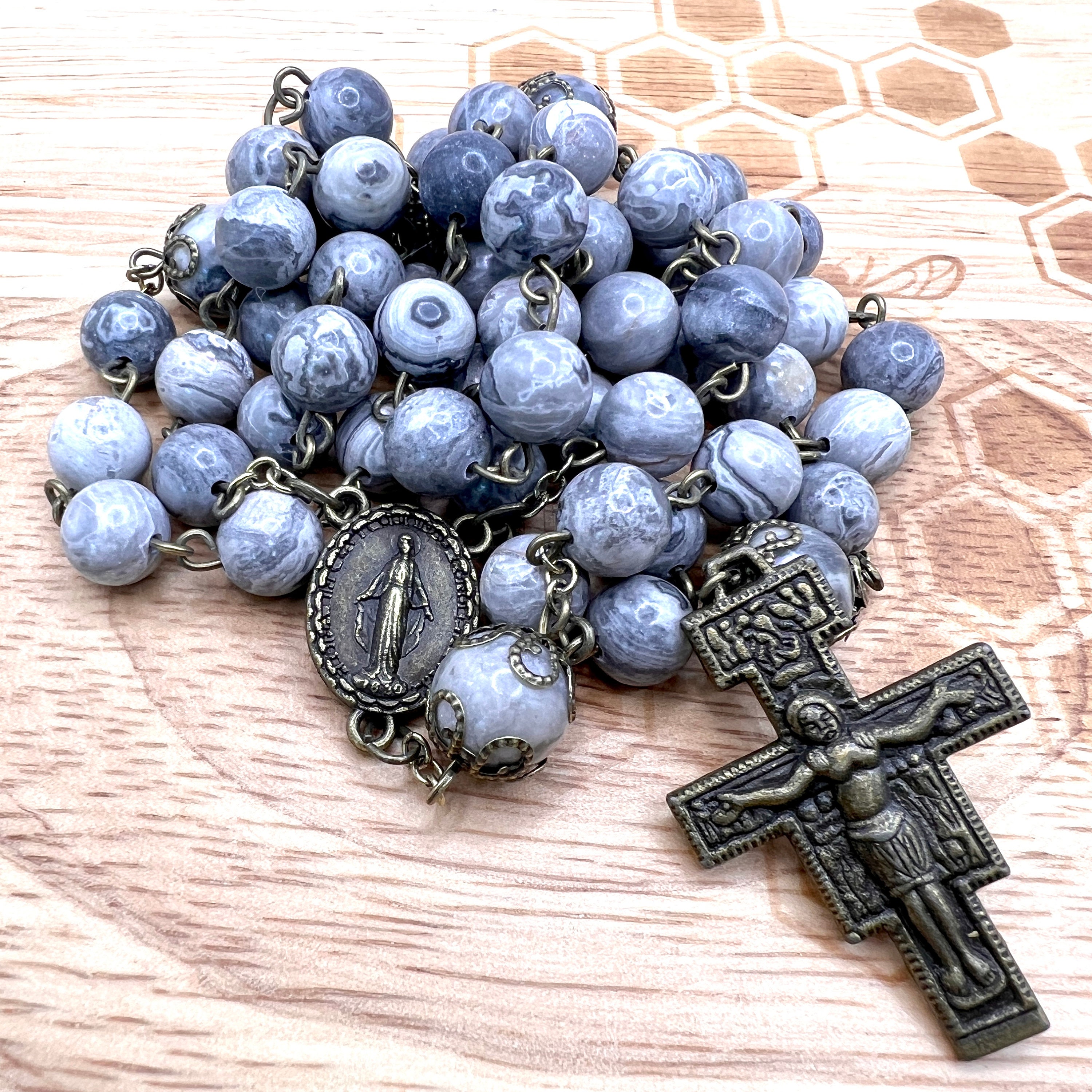 Handgefertigter Rosenkranz aus antikem Holz, für Kreuz, Vintage,  katholisch, religiös, Jesus, christliches Kruzifix, katholisch, religiös