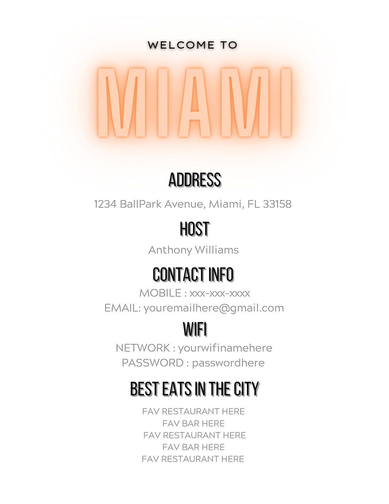 AIRBNB Letter Template Poster Template Customizable Airbnb