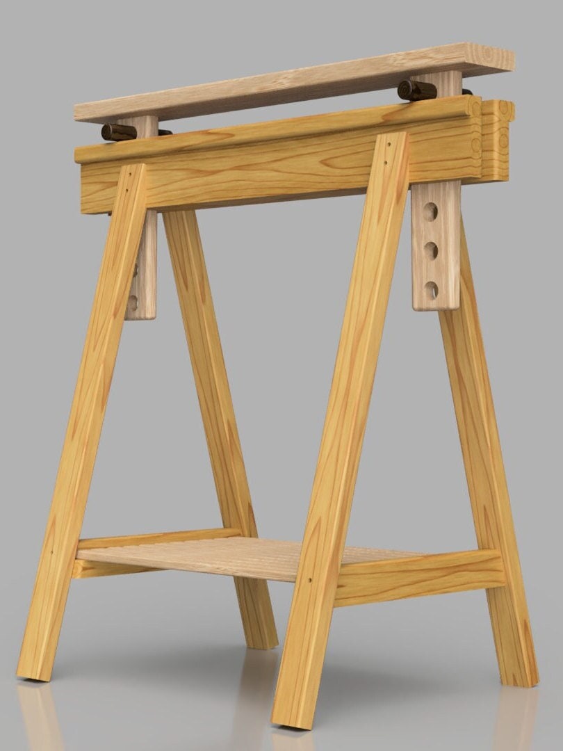 DIY Woodworking Plans Modern Sawhorse Plans With Height Adjustment Etsy