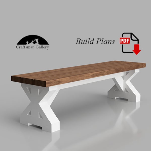 Farmhouse Bench plan - DIY easy to build project - woodworking plans