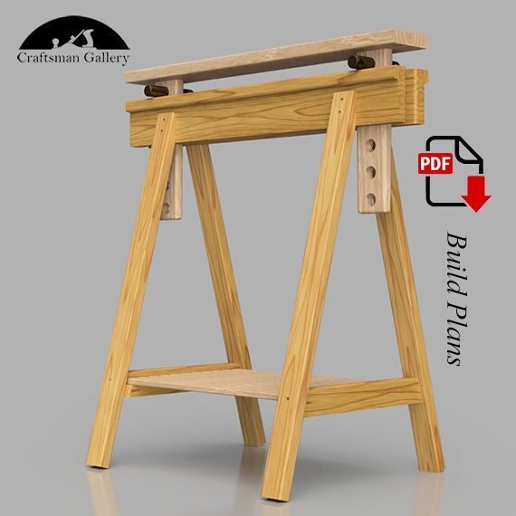 DIY Woodworking Plans Modern Sawhorse Plans With Height Adjustment Etsy Australia