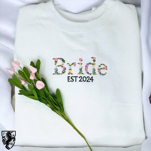 Besticktes Braut-Sweatshirt, individuell besticktes Sweatshirt, Braut-Sweatshirt, Verlobungsgeschenk für Sie, Bachelorette Sweatshirt, Hochzeitsgeschenk