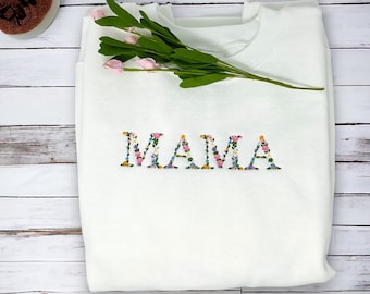 Personalized Mama Sweatshirt with Kid Names, Custom Embroidered Mama Sweatshirt, Mother's Day Gift, New Mom Gift, Pregnancy Reveal