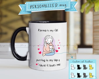Karma Is A Cat Mug 11oz 15oz - Midnights Mug - Personalized Gift For Cat Lovers Mug -  Midnight Album - Karma Mug - Taylor Swiftie