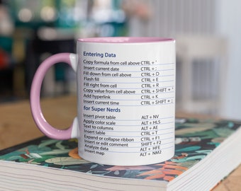 PC Colored Excel Super Shortcuts Coffee Mug 11oz 15oz - Accountant, CPA Gift, Tax Prep Mug, Nerd Gift Coworker Coffee Mug, Office Mug