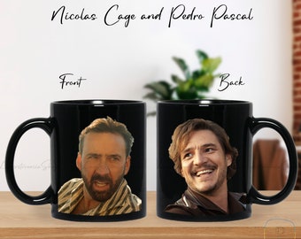 Nick Cage and Pedro Pascal Meme Mug Ceramic, Changing mug 11oz 15oz - The Unbearable Weight Of Massive Talent Mug - Cage Pascal Car Scene