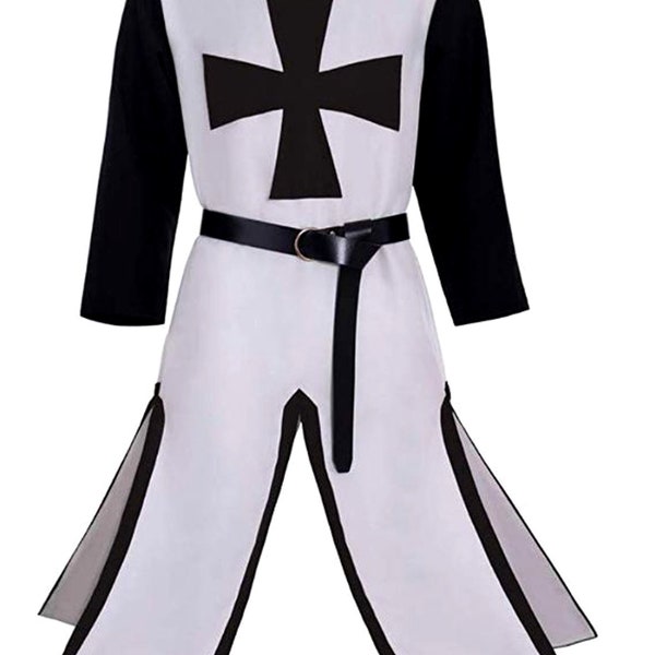 Medieval Crusader Knights Templar Tunic Costumes Black & white  crusader tunic,cosplay  viking temple r tunic costumes