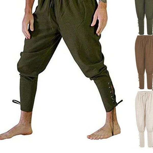 Medieval trouser,viking Lace Up Bandage pant ,gothic pants, Reenactment lower, men's ankle cuff banded,cosplay pirate bottoms,