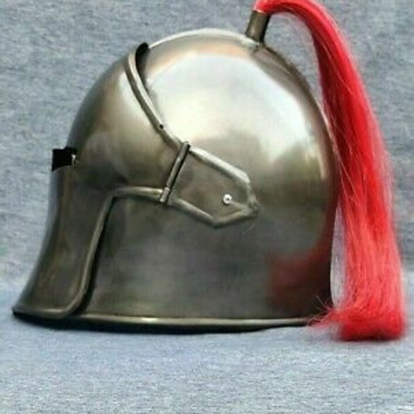 GREAT BARBUDA Knight Halloween helmet with plume , functional medieval wearable helmet,medieval steel helmet,cosplay barbuda helmet.