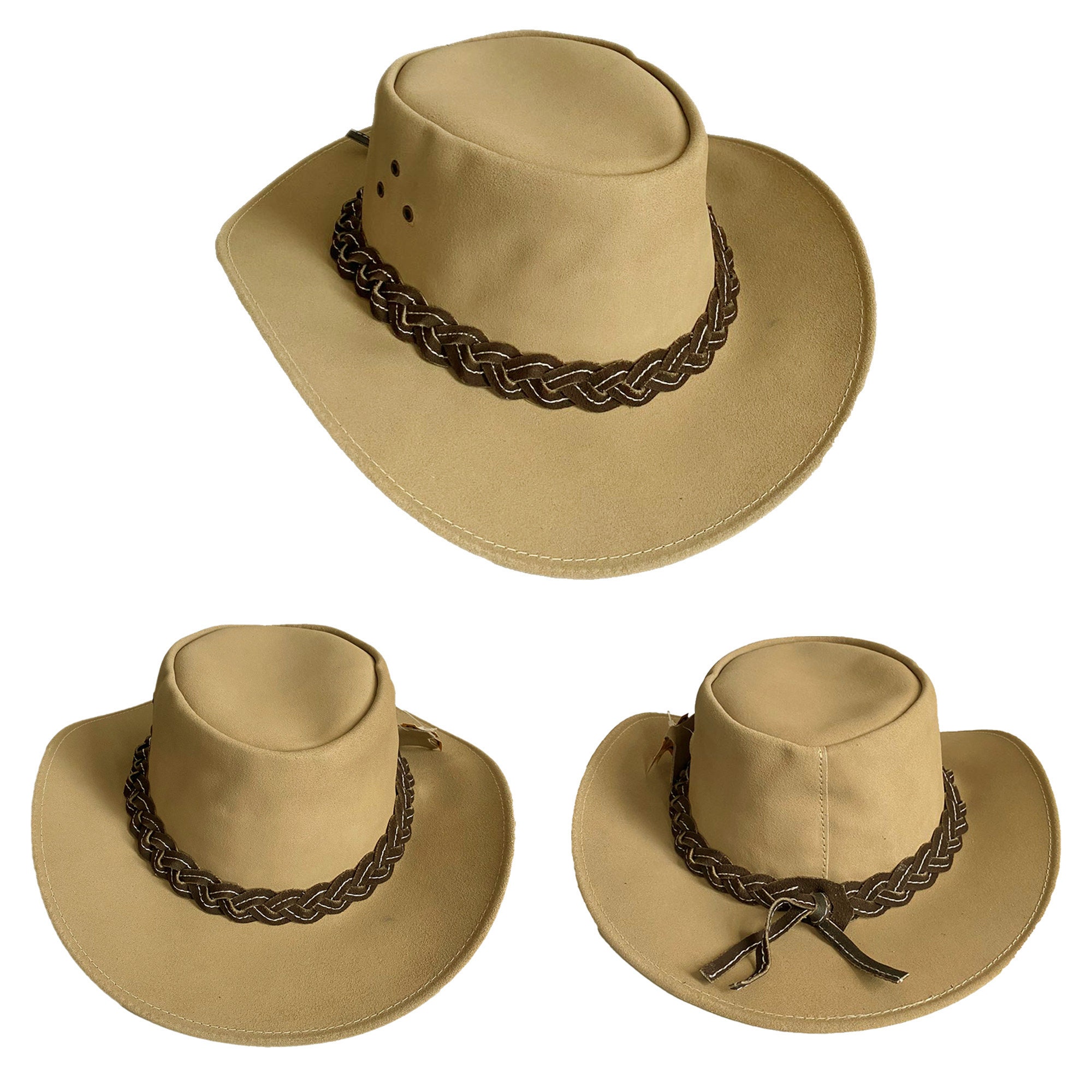 Sombrero Cowboy Gamuzado marron claro liso - Cotillon Artesanal