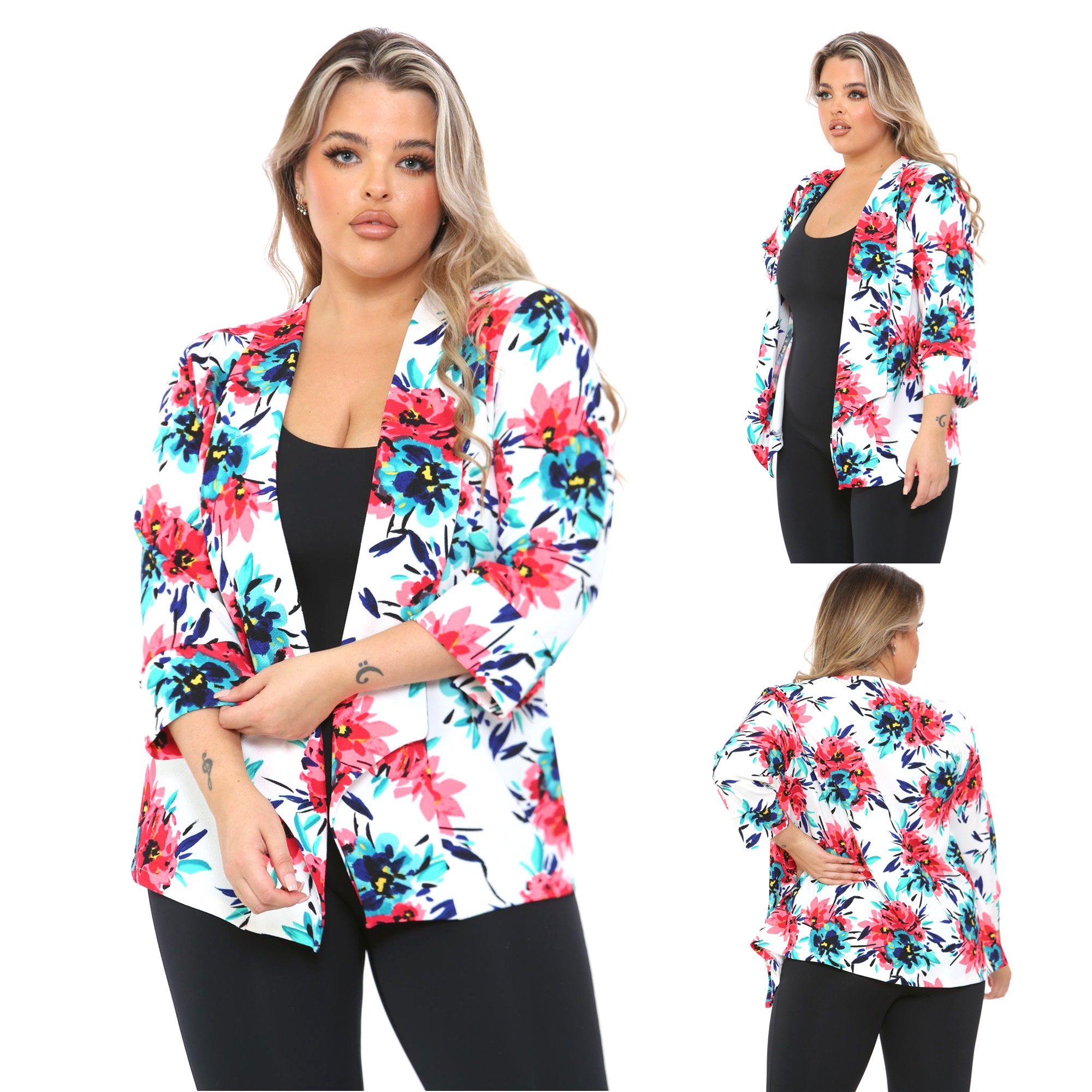 Plus size floral best sale jacket
