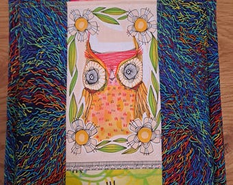 Slim, colorful hanging wall organizer with owls, textile wall decoration, colorful letter organizer, hanging storage, birds, owl organizer