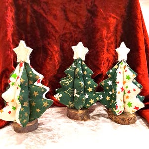 Mini-Tannenbäumchen, genäht, kleines handgefertigtes 3D Tannenbäumchen 14 cm hoch, weihnachtliches Mitbringsel Dekoration in Stoff Tischdeko
