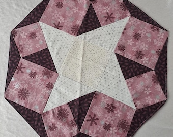 Octagonal tablecloth for Advent and Christmas, patchwork, Christmas