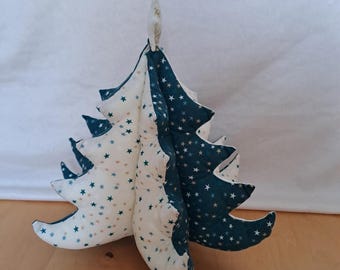 3D Christmas tree made of cotton fabric, 30 cm tall, sewn, reusable Christmas tree, handmade, Christmas tree, fabric decoration