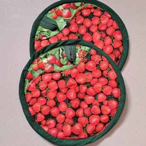 Set van 2 ronde gestikte pannenlappen, paar, pannenlappen, ovenwanten, katoenen keukenhandschoenen, handgemaakt cadeau voor een housewarming