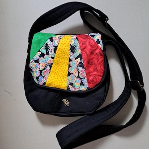 small black shoulder bag with butterflies, handmade, shoulder bag, cell phone bag, handbag with magnetic closure, unique