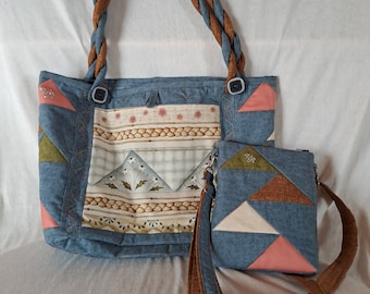 Set di borse per il tempo libero e porta cellulare, borsa shopping con chiusura a bottone, tasche interne ed esterne, borsa porta cellulare grande con cerniera, shopper