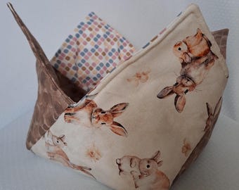Soft sewn fabric basket for serving rolls, bread basket, fabric bread basket, cotton storage basket, Easter basket