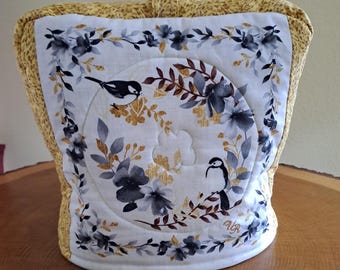 Calentador de tetera con forma de pájaro nostálgico, funda para tetera, funda para tetera cosida, decoración de mesa, calentador de cafetera, funda para tetera, funda para tetera