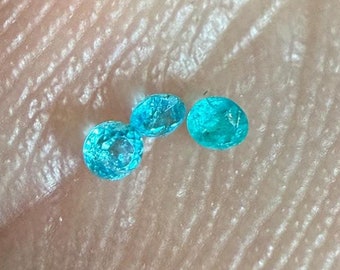Brazilian Paraiba Tourmaline, Neon Blue Gemstone, Round Cut (1mm-1.4mm)