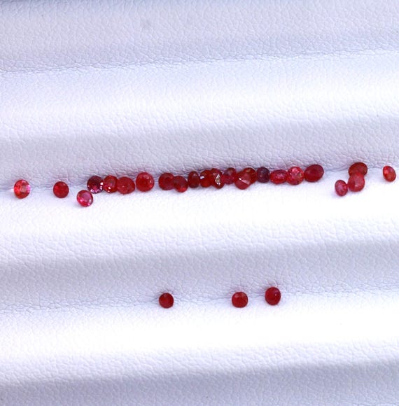 Unheated Burmese RUBY 1.4mm-2.1mm | Round Red Ruby July Birthstone for Jewelry