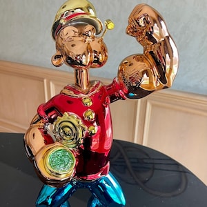Custom 15” Chrome Red Popeye The Sailor Man Wynn Statue Sculpture Pop Art!!