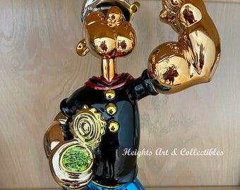Aangepaste 15" Candy Chrome Black Popeye The Sailor Man Wynn Statue Sculpture Pop Art!!
