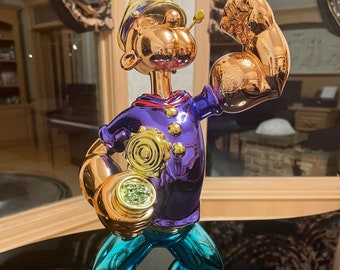 Custom 15” Candy Chrome Purple Popeye The Sailor Man Wynn Statue Sculpture Pop Art!!