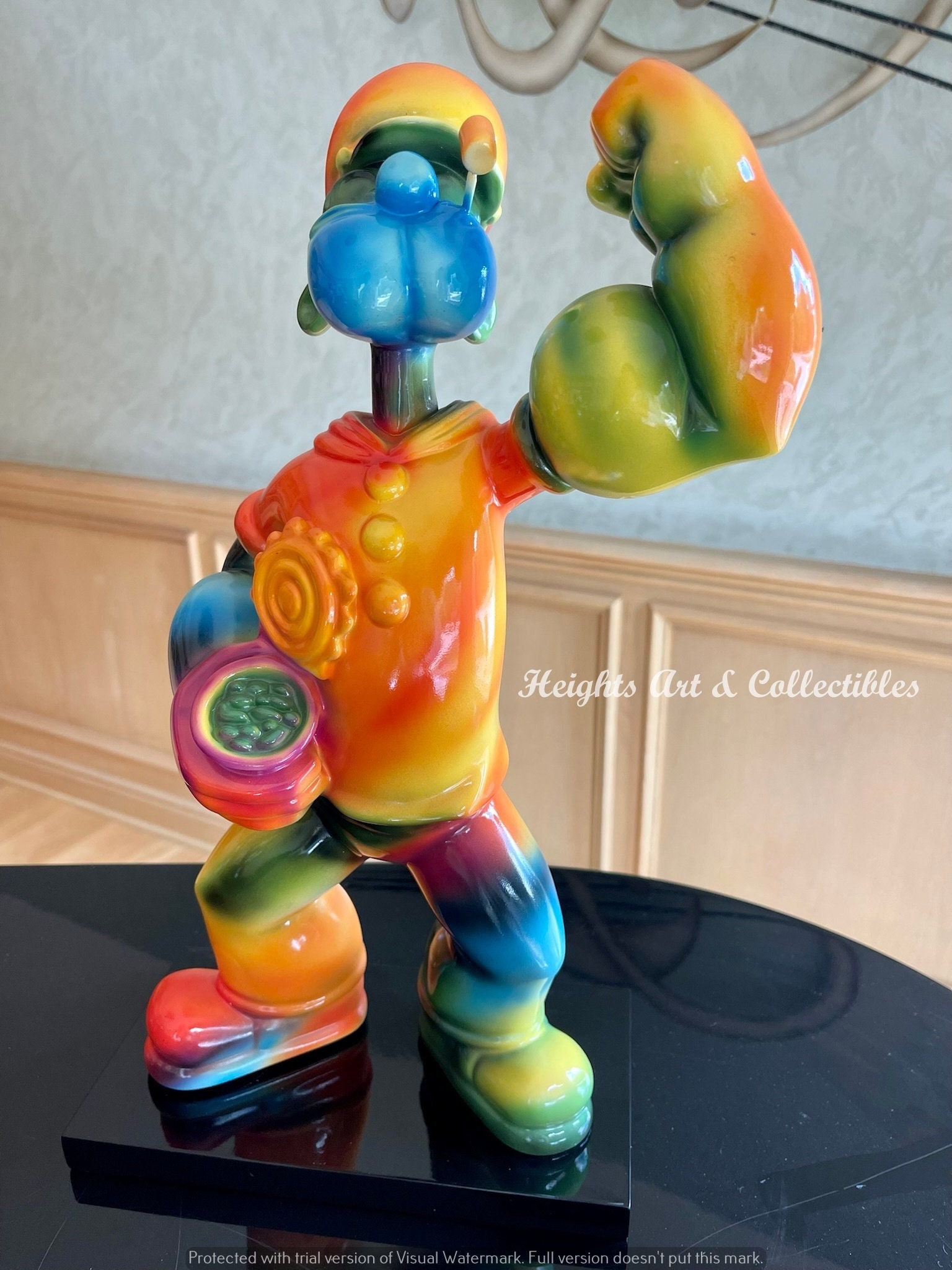 Custom 15” Candy Chrome tie dye  Popeye The Sailor Man Wynn Statue Sculpture Pop Art!!