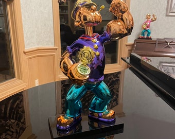 Custom 15” Chrome Popeye Statue Sculpture Jeff Koons Pop Art!!