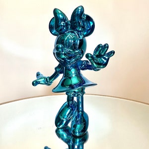 Custom 12” Candy Chrome Blue Minnie Mouse Cartoon Statue Sculpture Pop Art!! Disney