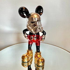 Custom 15” Candy Chrome Star Wars Stormtrooper Mickey Mouse Statue Sculpture Disney Pop Art!!