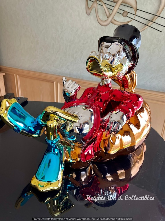 Custom Chrome Scrooge Mcduck Statue Sculpture Alec Monopoly Pop