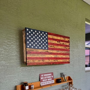 American Flag Bar Cabinet (36” x 20” x 4.5”), Wall Decor, Bar, Bar Storage, Storage, Cabinet, Art