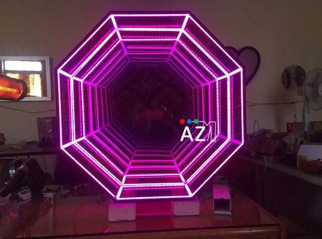 Decoración de pared con espejo infinito octogonal, espejo infinito LED con  decoración de pared con luz LED ultradensa, iluminación RGB, controlador  Sens de sonido musical -  México