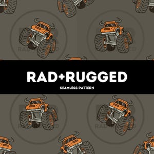 Monster Truck Boy Seamless File | Truck Repeating Pattern | Boys Birthday Party Backdrop (Digital Download)