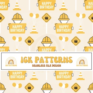 Construction Seamless File | Boy Seamless Pattern | Birthday Party Backdrop