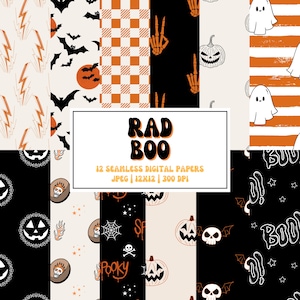 Pumpkin Boo Ghost Halloween Seamless Patterns... Boy Digital Repeating Paper... Spooky Pattern Background for Fabric Design