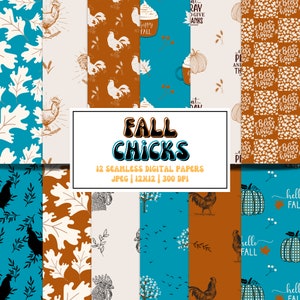 Motifs d'impression de tissu sans couture de poulets bohèmes rustiques, amis de Thanksgiving d'automne de dinde donnant la toile de fond de partie, poussin de ferme laisse sans couture