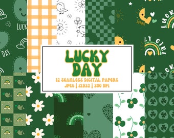 St. Patrick Day Seamless File... Four Leaf Clover... Lucky of the Irish Digital Paper Bundle