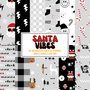 Smiley Weihnachten Nahtlose Stoffmuster, Santa Rentier Digitales Papier, Junge Muster, Zuckerstange Stoffdesign