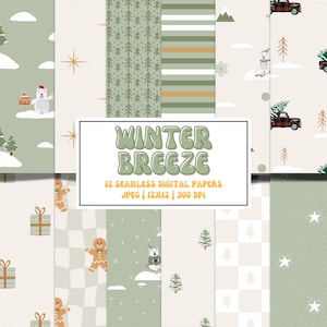 Winter Musterdesign, Weihnachten Digital Papier, Lebkuchen Stoff Druckmuster, Urlaub Digital Party Decor, Weihnachtsbaum Nahtlos