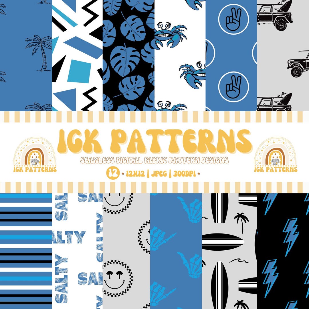 SURF Seamless Pattern Boy Thunder Design Summer Fabric Print Patterns ...