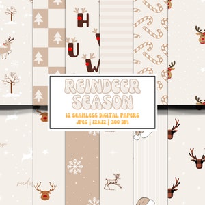 Santa Rentier Stoffdesign, Junge Nahtlose Weihnachtsmuster, Weihnachten Digitales Scrapbook Papier, Hintergrund für Urlaub Weihnachtsfeier