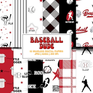 Retro Baseball Nahtlose Stoffdruckmuster, Allstar Sports Boy Geburtstag Hintergrund, Baseball Digital Party Decor
