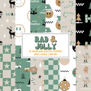 Patrón de tela con estampado de niño de jengibre, papel digital a cuadros con cara sonriente, papel de regalo navideño, decoración de mesa infantil para fiestas navideñas.