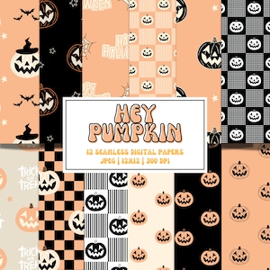 Pumpkin Seamless Digital Paper... Halloween Seamless Pattern... Scrapbook Paper of Pumpkins