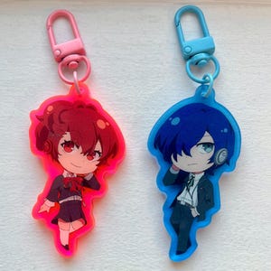 Porte-clés double face en acrylique coloré Persona 3 Protagonists 2,5 pouces